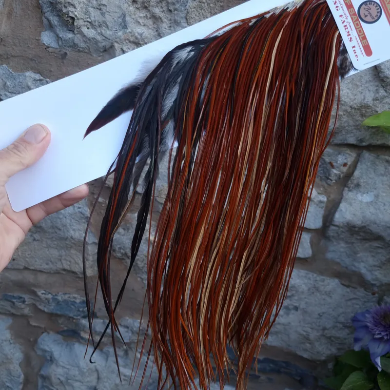 Whiting 1/2 BRONZE Grade Dry Fly Rooster Saddle in Brown-5